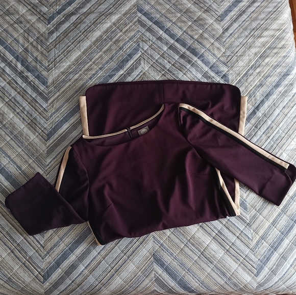🎁 VINCE CAMUTO wine burgundy dress size 10 - Picture 3 of 14